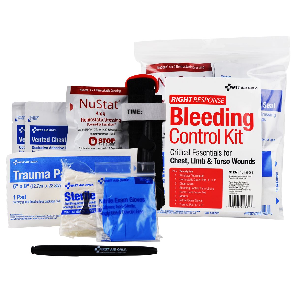 First Aid Only Critical Essentials Bleeding Control Kit 91137 First Aid Only Critical Essentials Bleeding Control Kit 91137